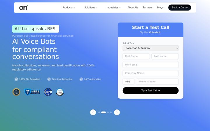 Screenshot of oriserve.com