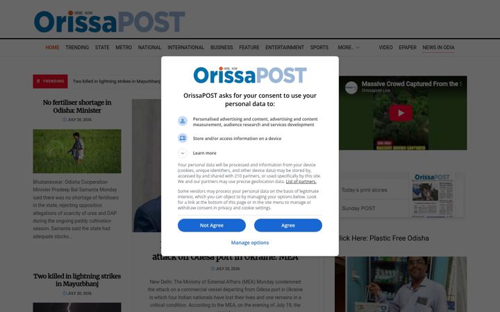 Screenshot of orissapost.com