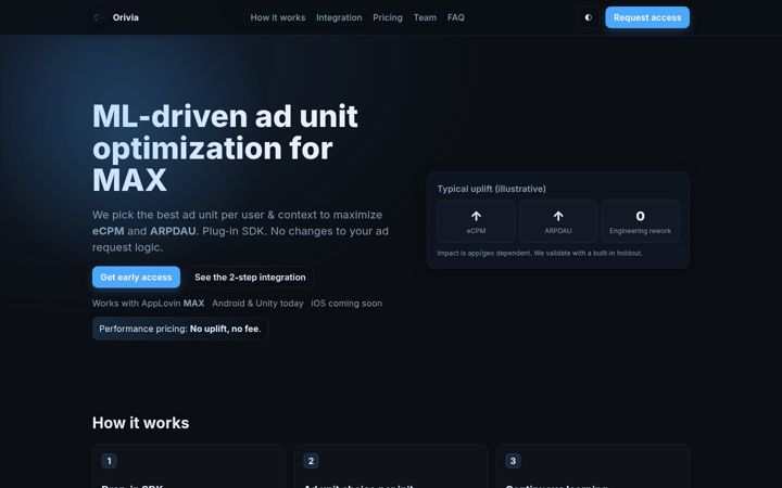 Screenshot of orivia.ai
