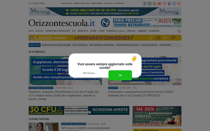 Screenshot ta' orizzontescuola.it