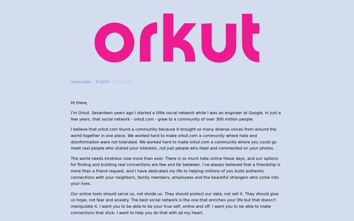 Screenshot of orkut.com