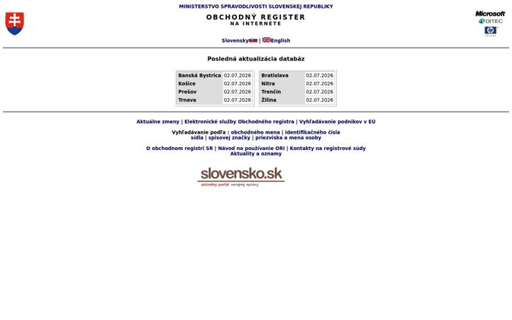 Screenshot of orsr.sk
