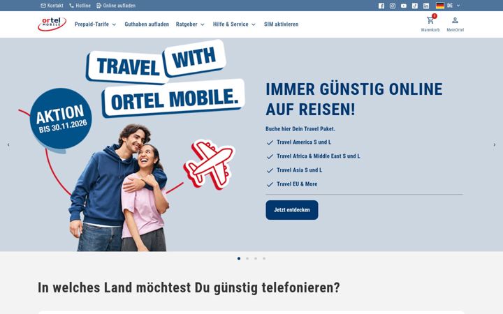 Ekrano kopija ortelmobile.de