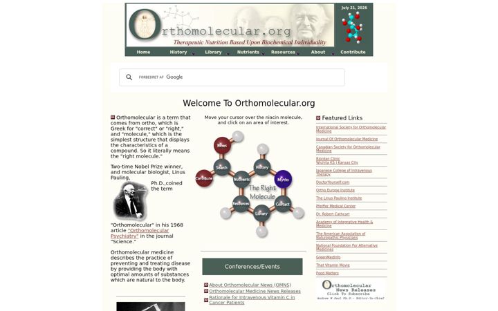 Screenshot of orthomolecular.org