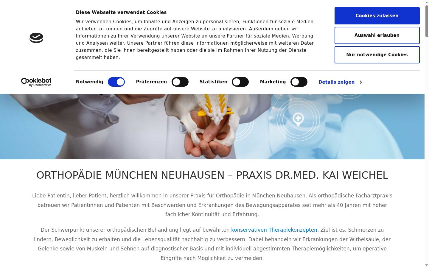 Screenshot des Einwilligungsbanners vor jeglicher Interaktion