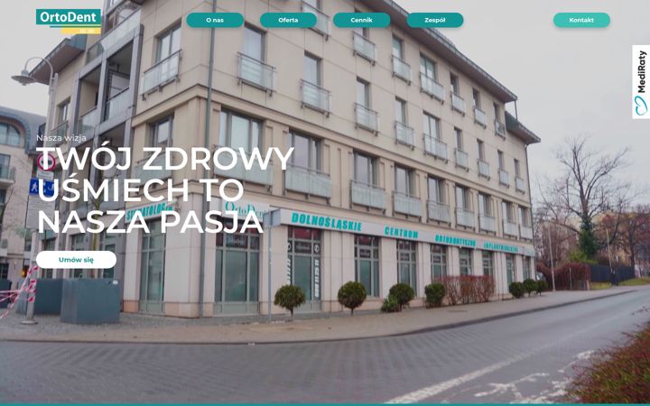 Skjámynd af ortodent.wroc.pl