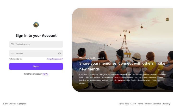 Ekrānuzņēmums no orusocial.com