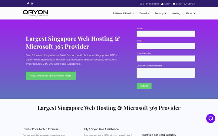 Screenshot of oryon.net