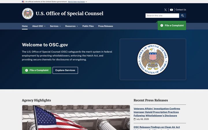 Screenshot of osc.gov