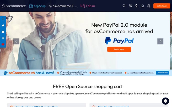Skärmbild av oscommerce.com