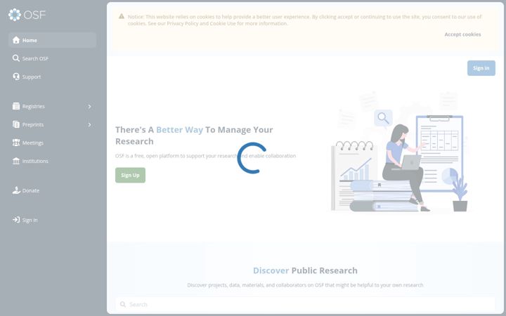 Posnetek zaslona osf.io