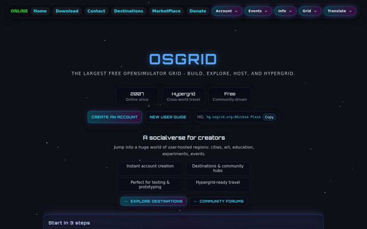 Screenshot of osgrid.org