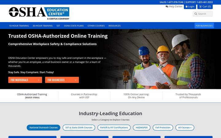 Screenshot of oshaeducationcenter.com