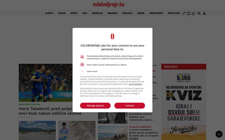 Screenshot of oslobodjenje.ba