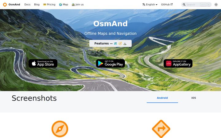 Screenshot του osmand.net