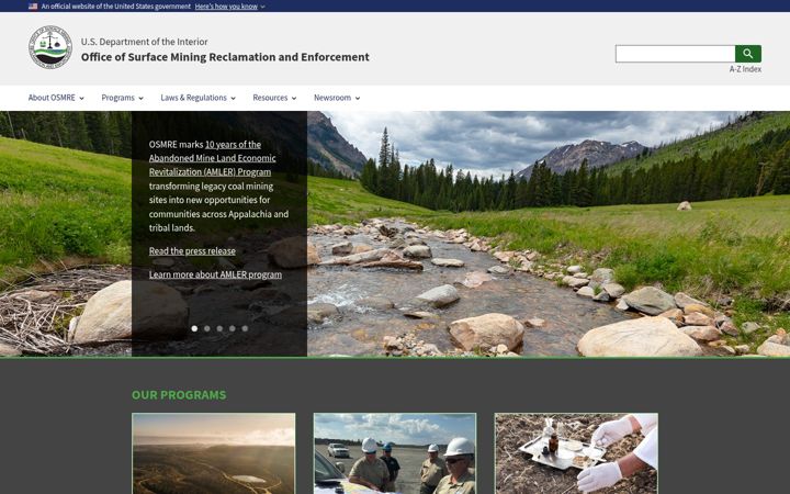 Screenshot of osmre.gov