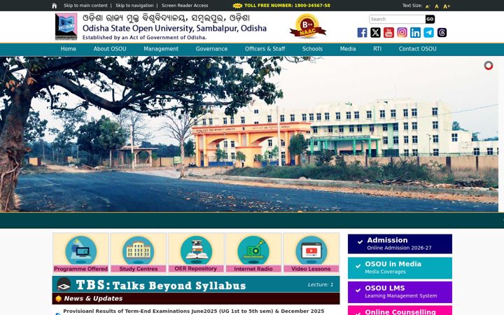 Screenshot of osou.ac.in