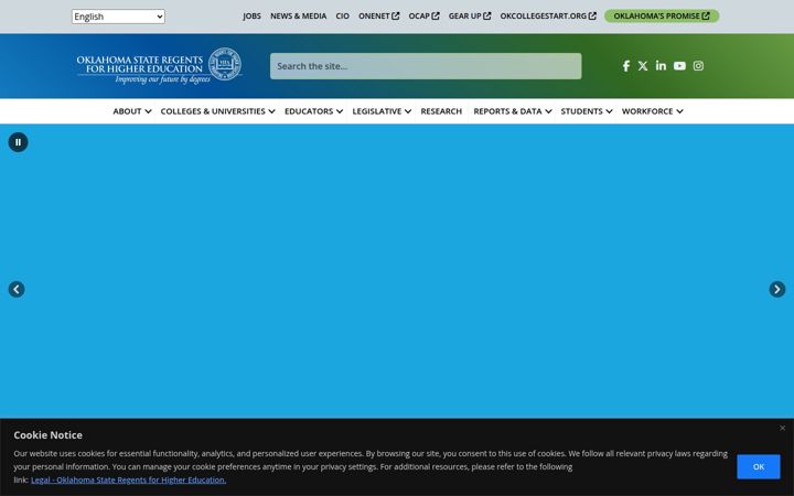 Screenshot of osrhe.edu