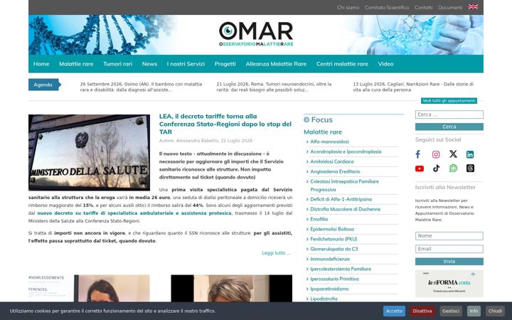 Screenshot of osservatoriomalattierare.it