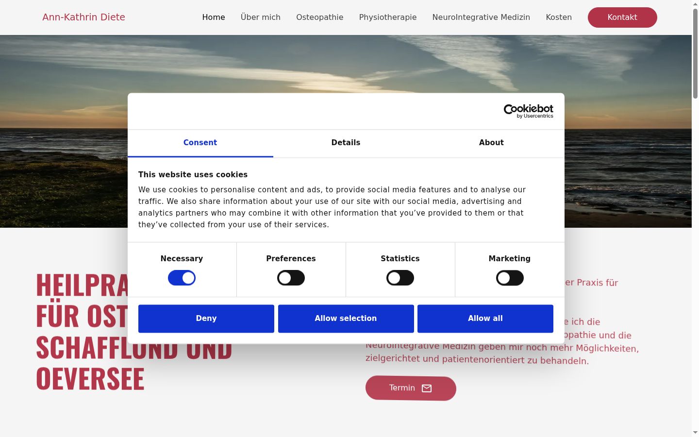 Ekrānuzņēmums ar piekrišanas baneri, kas tika rādīts pirms jebkādas mijiedarbības