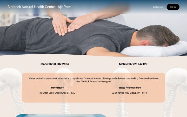Screenshot of osteopathsidcup.co.uk
