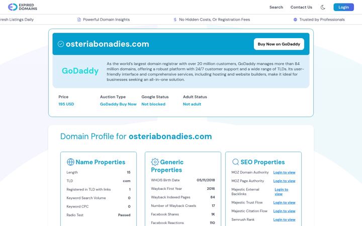 Screenshot van osteriabonadies.com