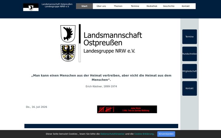 Screenshot of ostpreussen-nrw.de