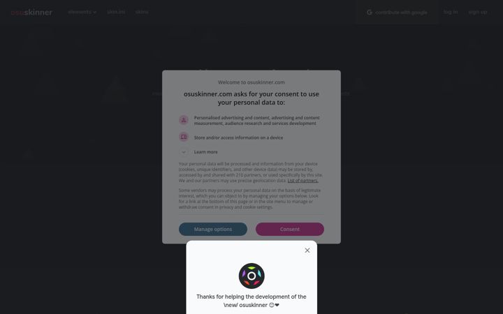 Screenshot of osuskinner.com