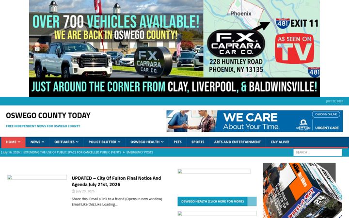 Captura de ecrã de oswegocountytoday.com