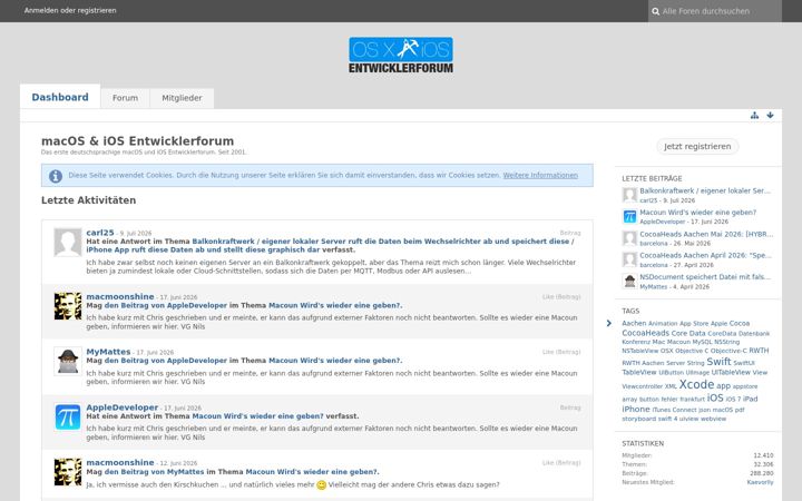 Screenshot of osxentwicklerforum.de
