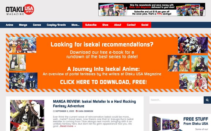 Screenshot of otakuusamagazine.com