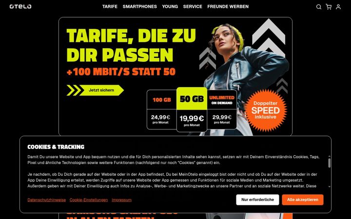 Screenshot of otelo.de