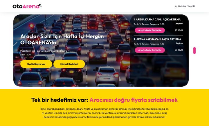 Kuvakaappaus sivustosta otoarena.com