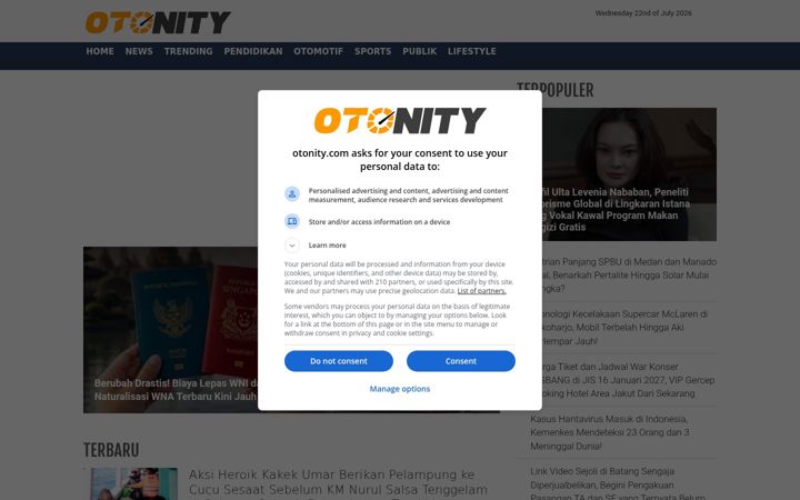 Screenshot of otonity.com