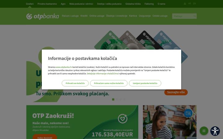 Captură de ecran a otpbanka.hr