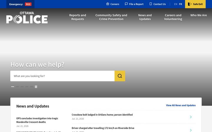 Screenshot of ottawapolice.ca