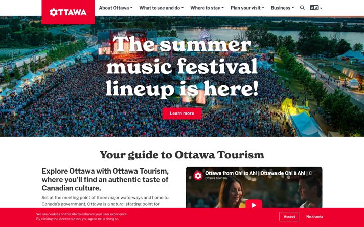 Screenshot of ottawatourism.ca