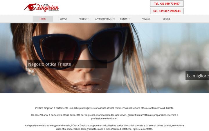 Screenshot of otticazingiriantrieste.com