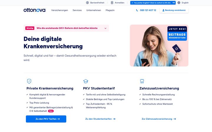 Screenshot of ottonova.de