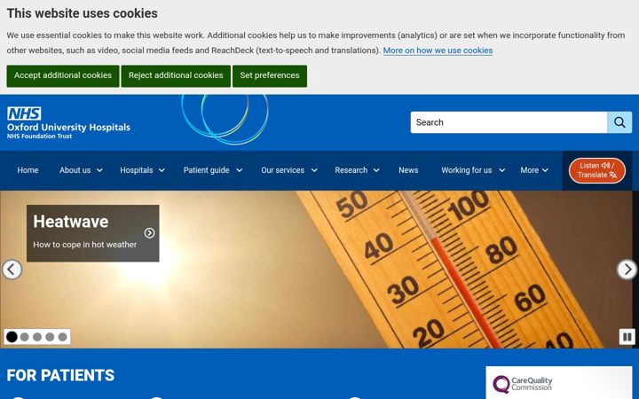 Screenshot of ouh.nhs.uk