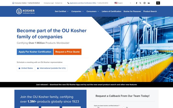 Screenshot von oukosher.org