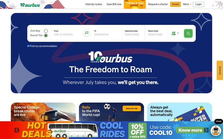 Screenshot του ourbus.com