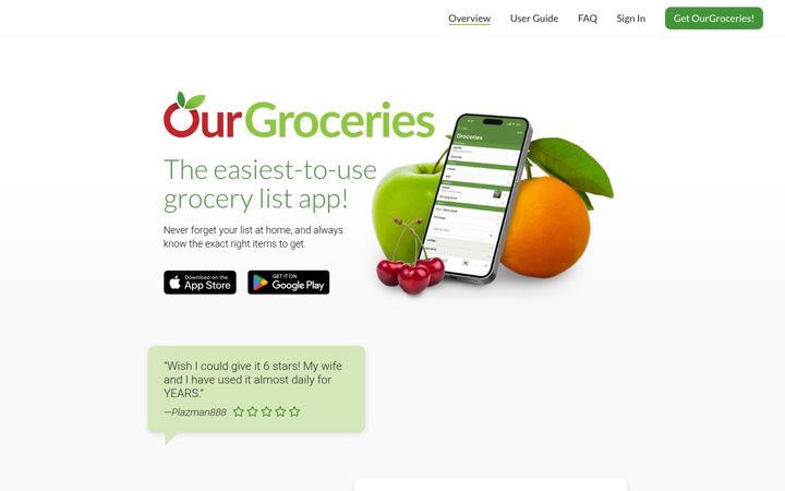 Screenshot of ourgroceries.com