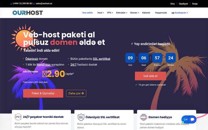 Capture d'écran de ourhost.az