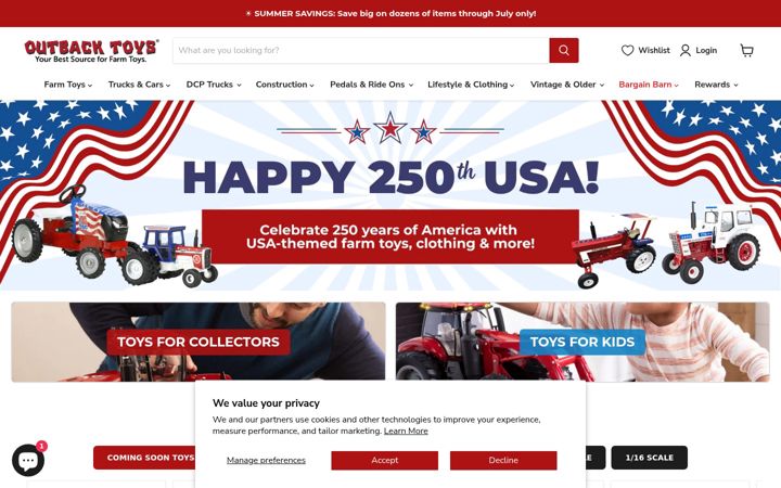 Screenshot of outbacktoys.com