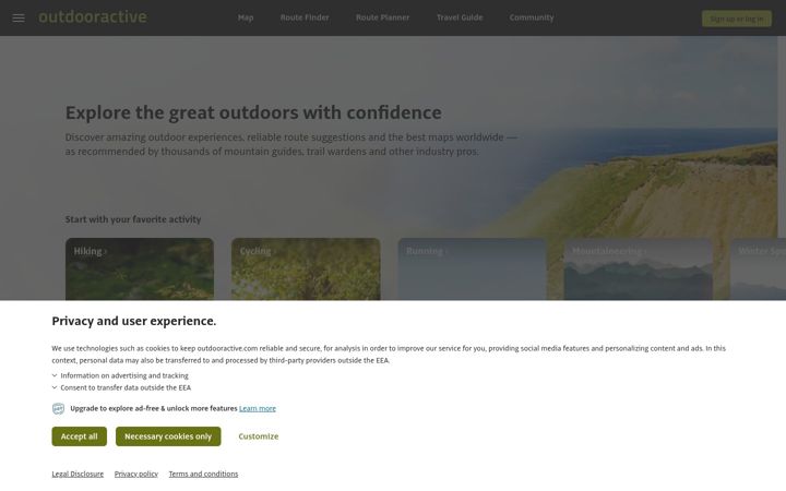 Captură de ecran a outdooractive.com