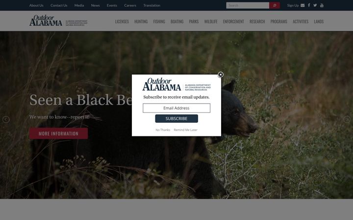 Screenshot of outdooralabama.com