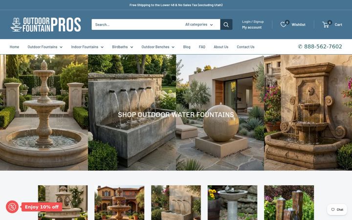 Screenshot of outdoorfountainpros.com