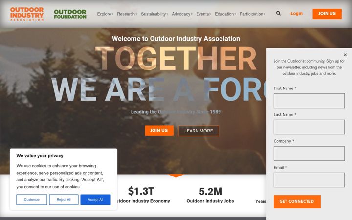 Screenshot of outdoorindustry.org