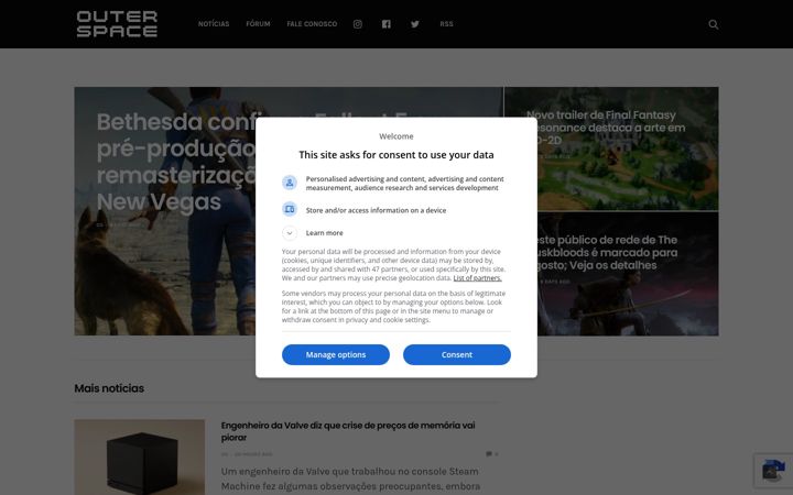 Screenshot of outerspace.com.br